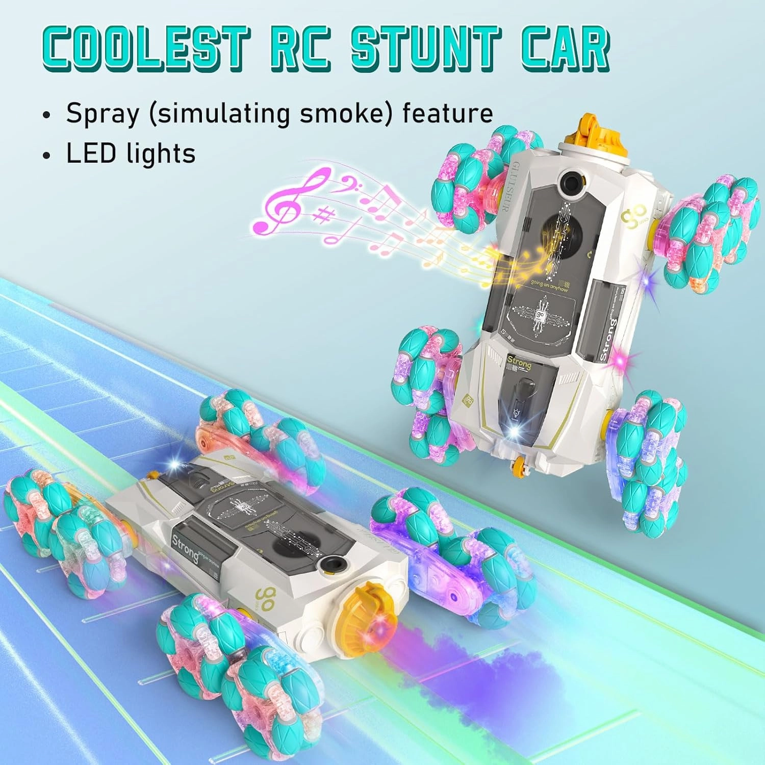 8WD Gesture Sensing Rc Stunt Cars Toys for Kids Age 6-13, Hand Controlled Stunt Car, 2.4Ghz Double-Sided Drift Stunt Car, Xmas Best Gift Ideas for Boys Girl Age 6 7 8 9 10 11 12  Year (White)