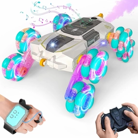 8WD Gesture Sensing Rc Stunt Cars Toys for Kids Age 6-13, Hand Controlled Stunt Car, 2.4Ghz Double-Sided Drift Stunt Car, Xmas Best Gift Ideas for Boys Girl Age 6 7 8 9 10 11 12  Year (White)