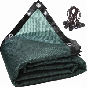 90% Green Shade Cloth,6ft x 10ft High Density Fabric Shade Sun Shade Cloth Shade Mesh Canopy Taped Edge with Grommets for Garden Patio, Bungee Balls Ropes Included