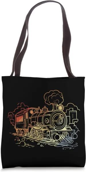 90s Locomotive Sketch Trains Model Railway Tote Bag