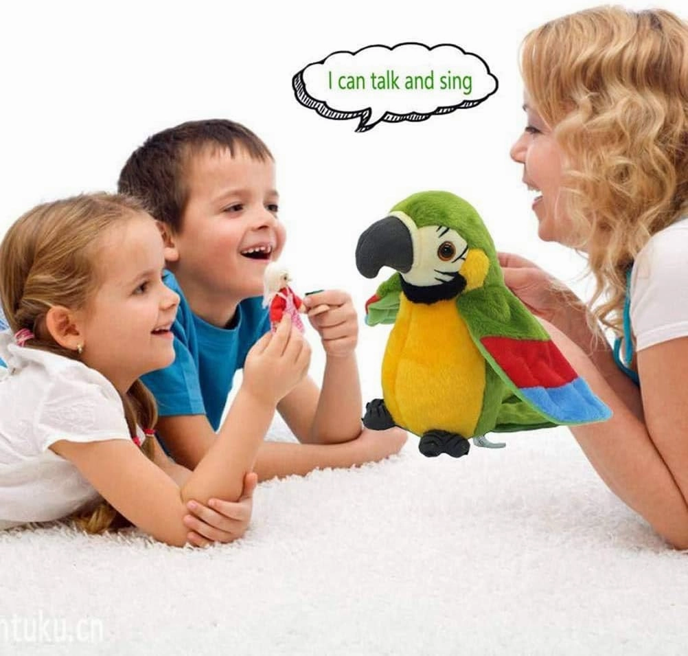 9'' Cute Talking Parrot Repeats What You Say Electronic Interactive Plush Toy Stuffed Animal Record Parrot Waving Wings Funny Bird Toys for Children Girls Boys Best Xmas Gift (Blue Parrot)