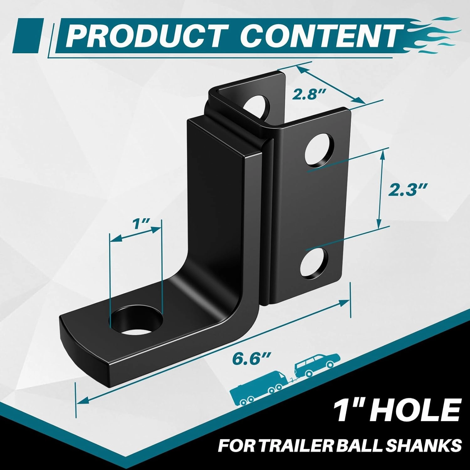 #99002 Adjustable Trailer Hitch Mount, Tow Hitch with 1" Hole, Drop/Rise, 5000 Lbs Towing Capacity with 2 Pins for Pickups Vans SUV Campers Boat（Only Suit CROSSHIP Shank Tube