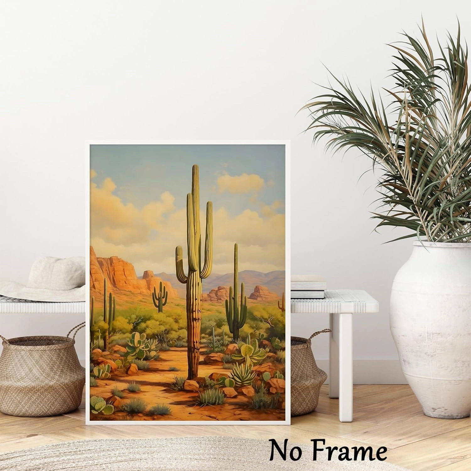 Abstract Cactus Wall Art Green Cactus Painting Desert Landscape Print Cactus Sunset Picture Desert Plant Poster Desert Landscape Canvas Natural Scenery Poster Saguaro Cactus Artwork 16x24inch No Frame