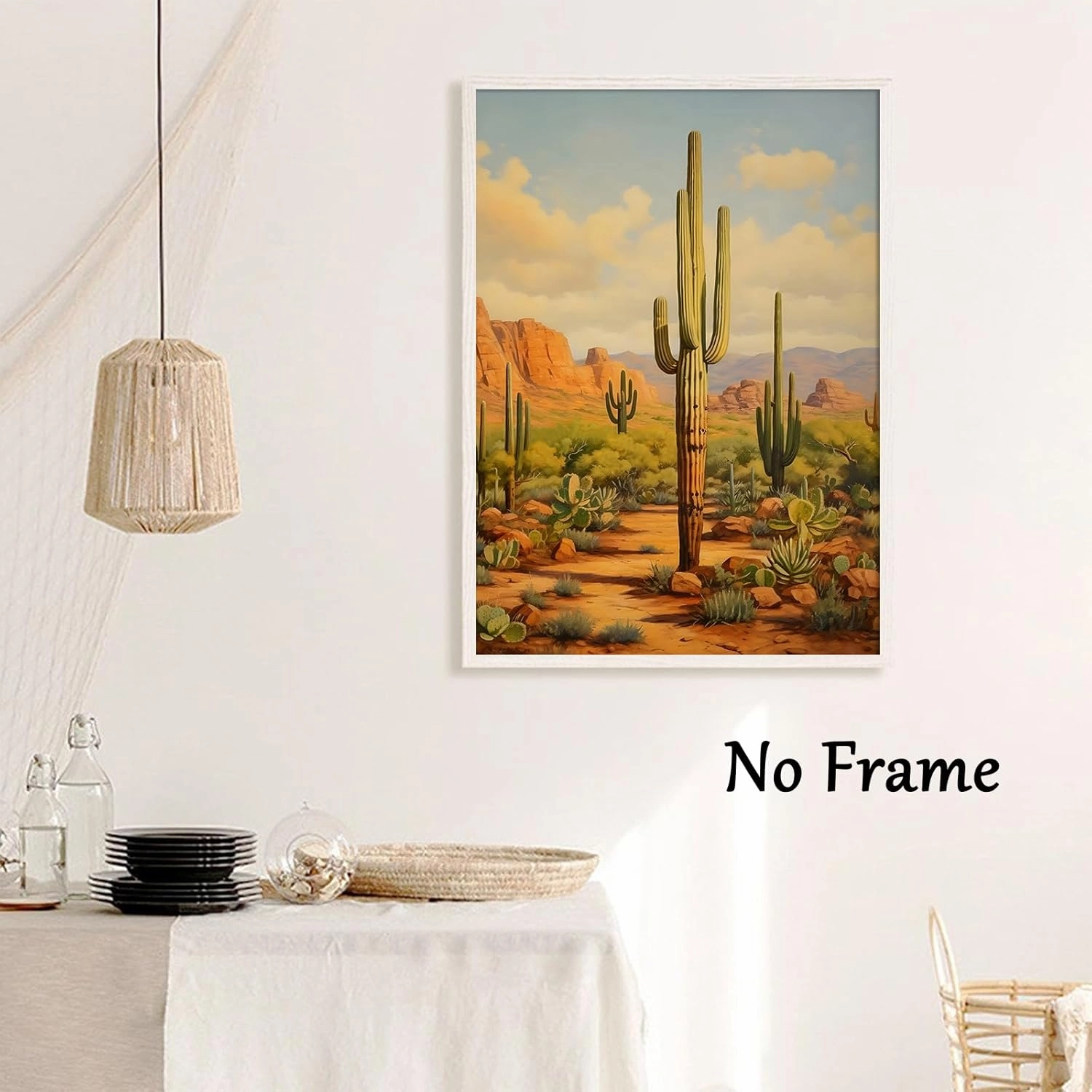 Abstract Cactus Wall Art Green Cactus Painting Desert Landscape Print Cactus Sunset Picture Desert Plant Poster Desert Landscape Canvas Natural Scenery Poster Saguaro Cactus Artwork 16x24inch No Frame