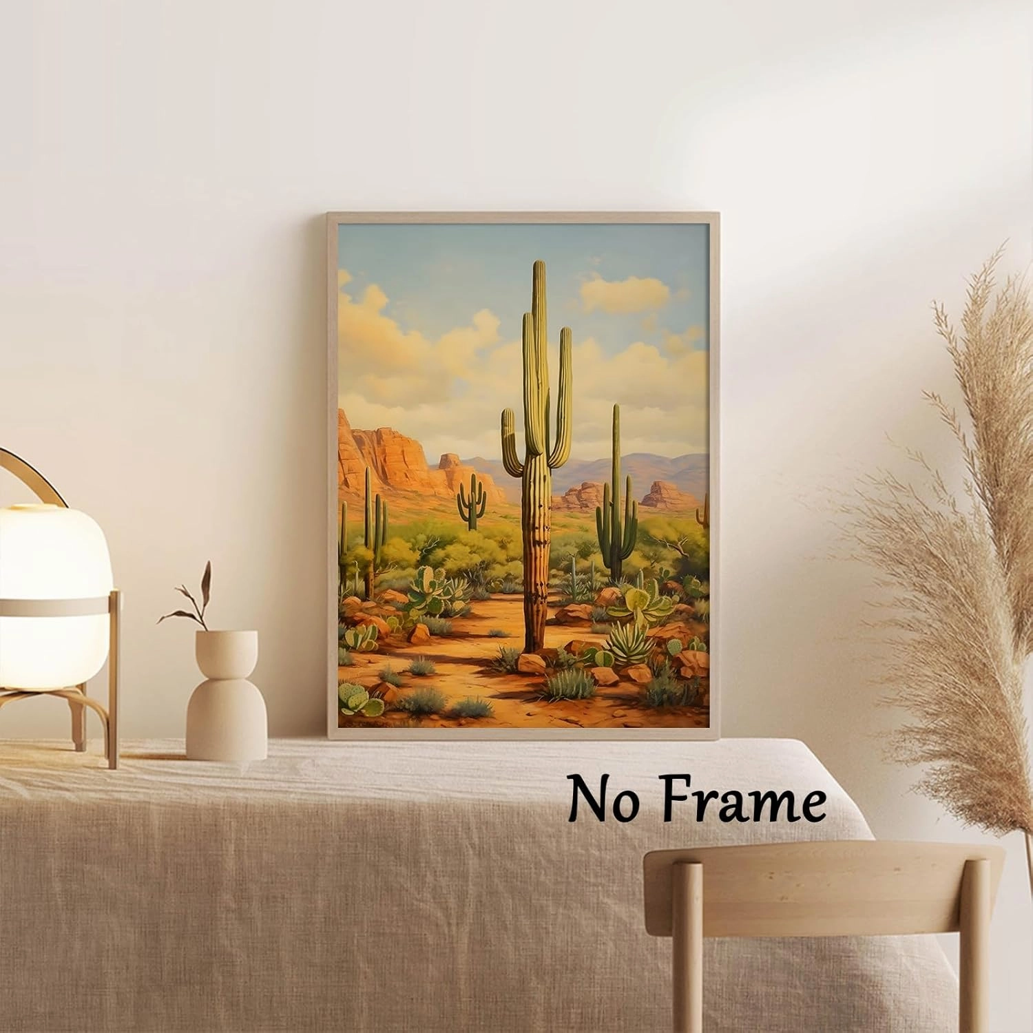 Abstract Cactus Wall Art Green Cactus Painting Desert Landscape Print Cactus Sunset Picture Desert Plant Poster Desert Landscape Canvas Natural Scenery Poster Saguaro Cactus Artwork 16x24inch No Frame