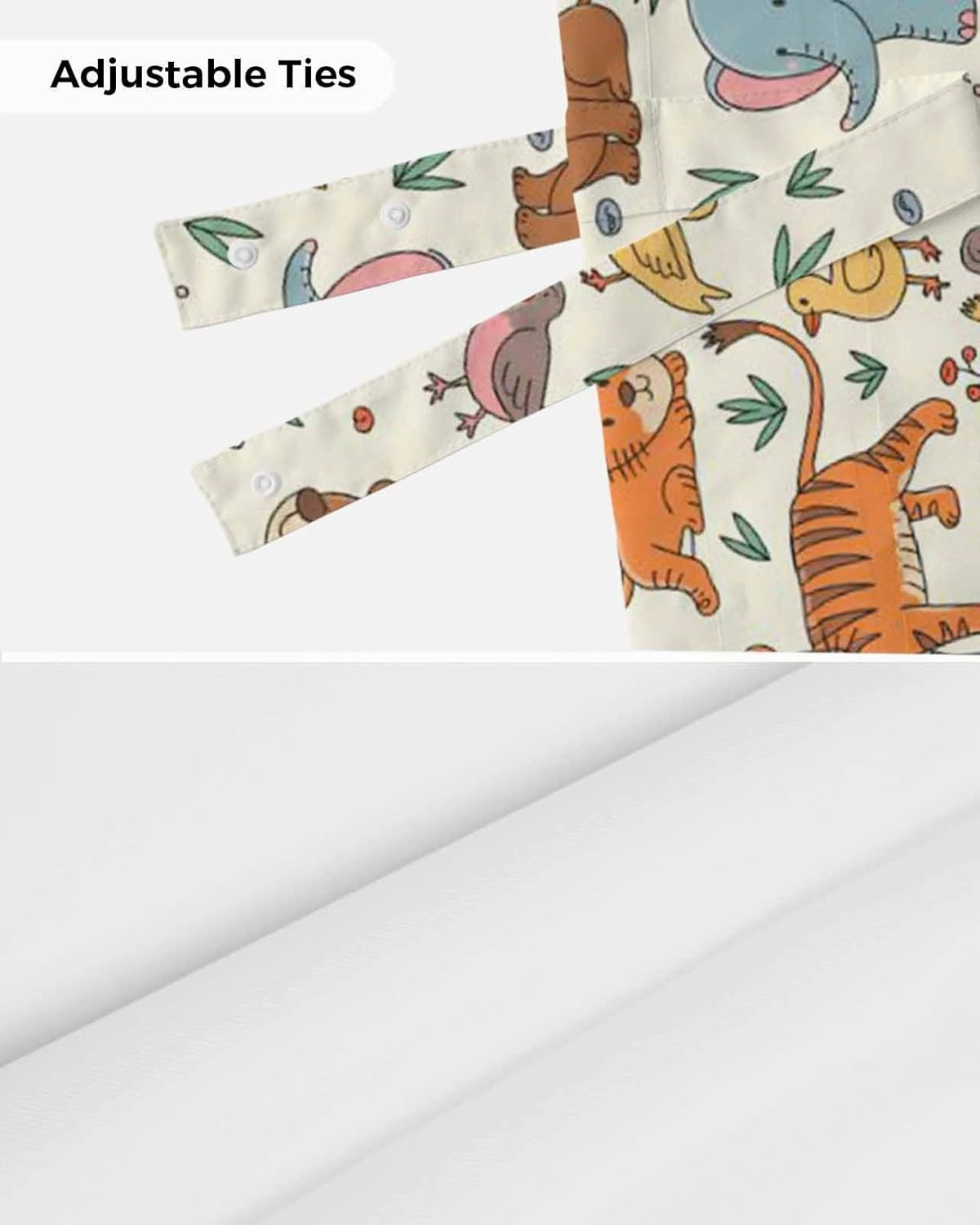 Abstract Cartoon Elephant Tiger Lion Cat Bear Tie Up Valance Curtains, Animal Focus Kitchen Light Filtering Window Treatments with 3-inch Rod Pocket for Living Room,Bedroom,42x12In