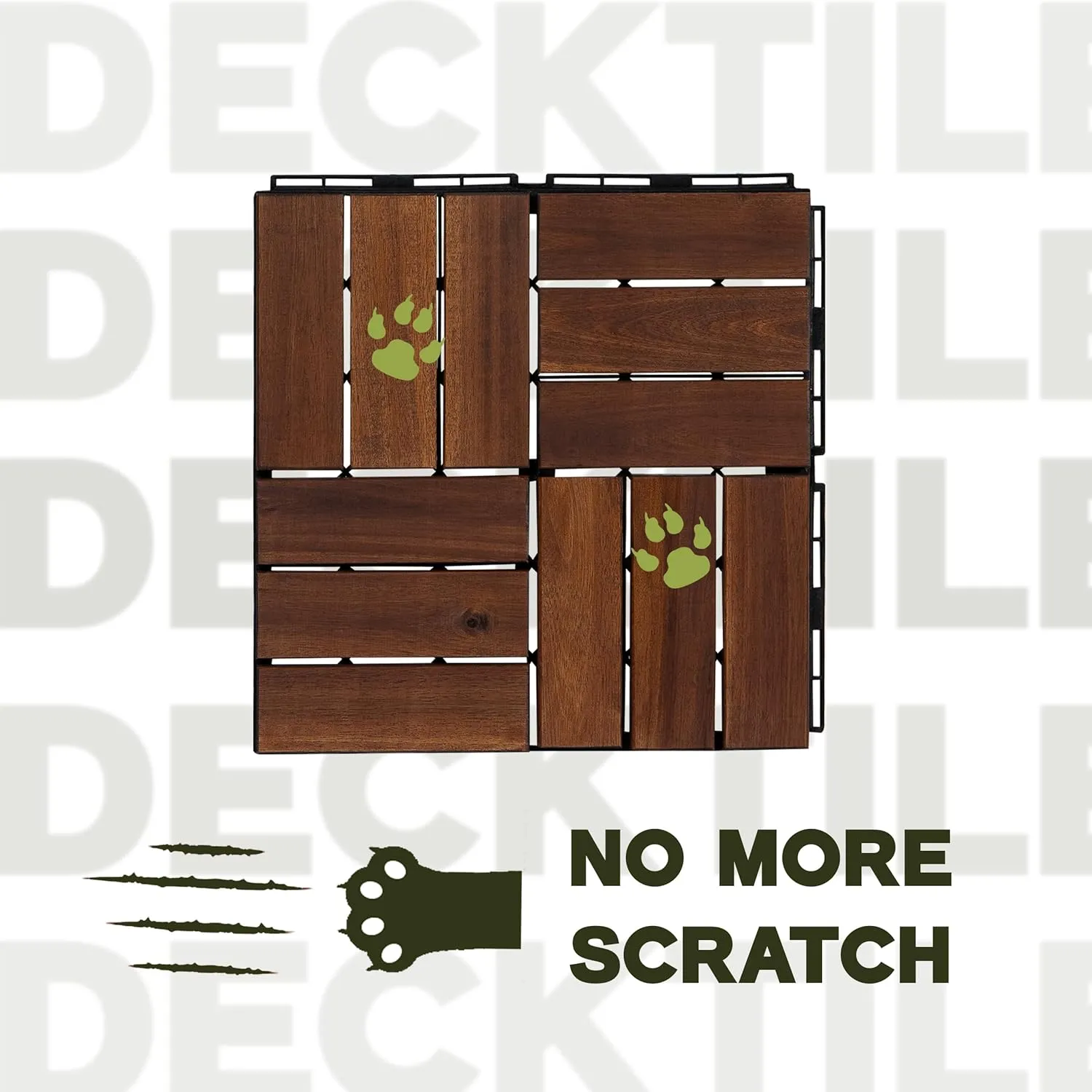 Acacia Wood Flooring Interlocking Deck Tiles for Patio Decor 9 Pcs 12 Slats VR Brown - Waterproof Indoor & Outdoor Decor - Balcony Garden Decking Tile (12.24 * 12.24 * 0.75 inches)