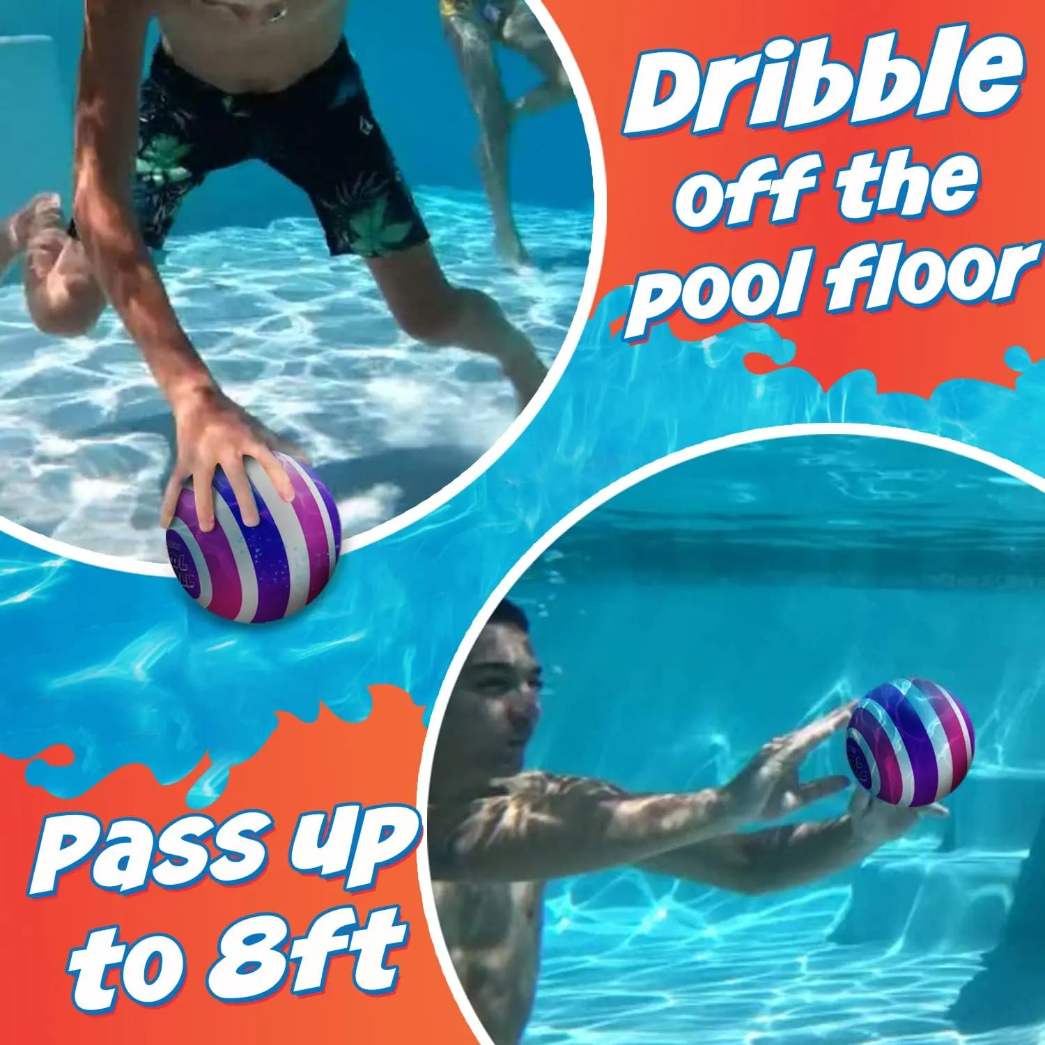 Activ Life Ultimate Pool Ball, Fill It with Water for Underwater Swimming Pool Games, Passing, Dribbling, Diving Fun Toys for Boys Girls Adults, Summer Gifts, Beach Trips, 6 inches, Pink/Purple