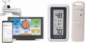 AcuRite Iris Home Weather Station with Wi-Fi, Temperature, Humidity, Wind, Rainfall (01540M) and Digital Thermometer with Indoor Outdoor Temperature (00424CA)