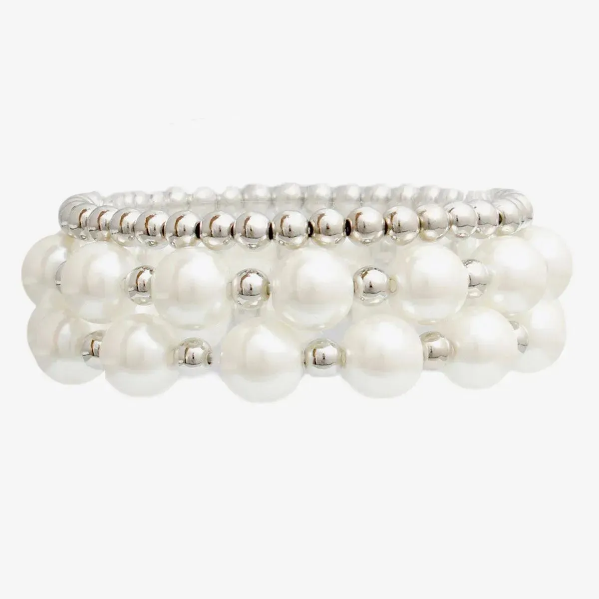 Affordable Pearl & Ball Bead Bracelet Set - Shop Now!