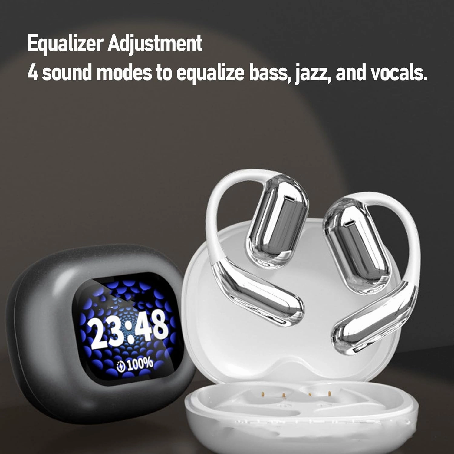 AI Language Translation Earbuds Real Time, 144 Languages and Accents, Open Fit Translation Open Ear Translator Earphone for Travel Business Learning, Long Battery Life (Silver)