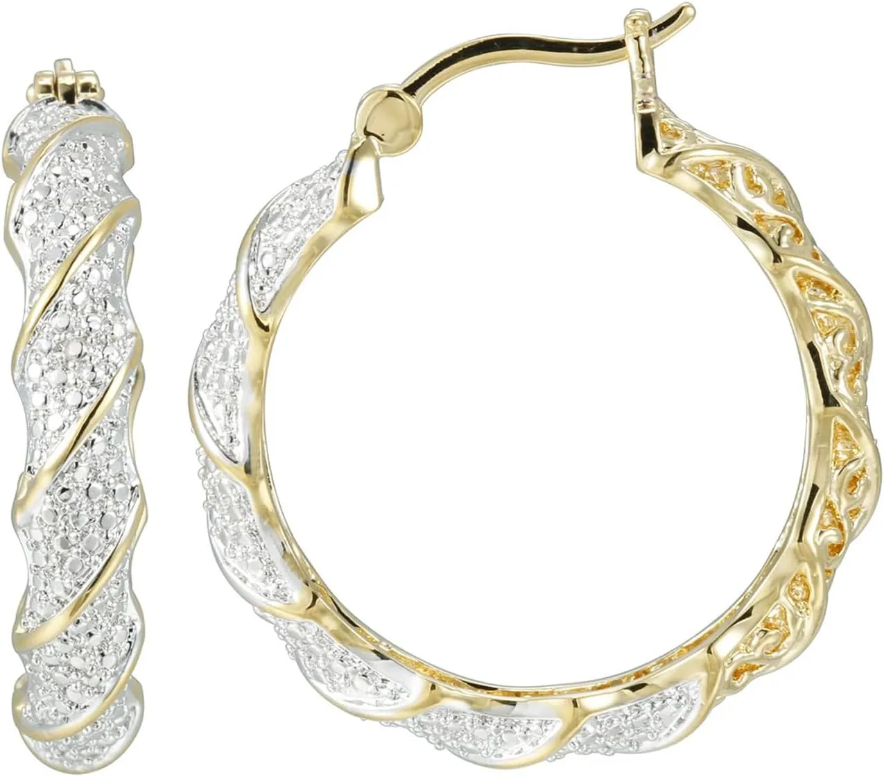 Amazon Essentials Plated Bronze Diamond Accent Twisted Hoop Earrings (previously Amazon Collection)