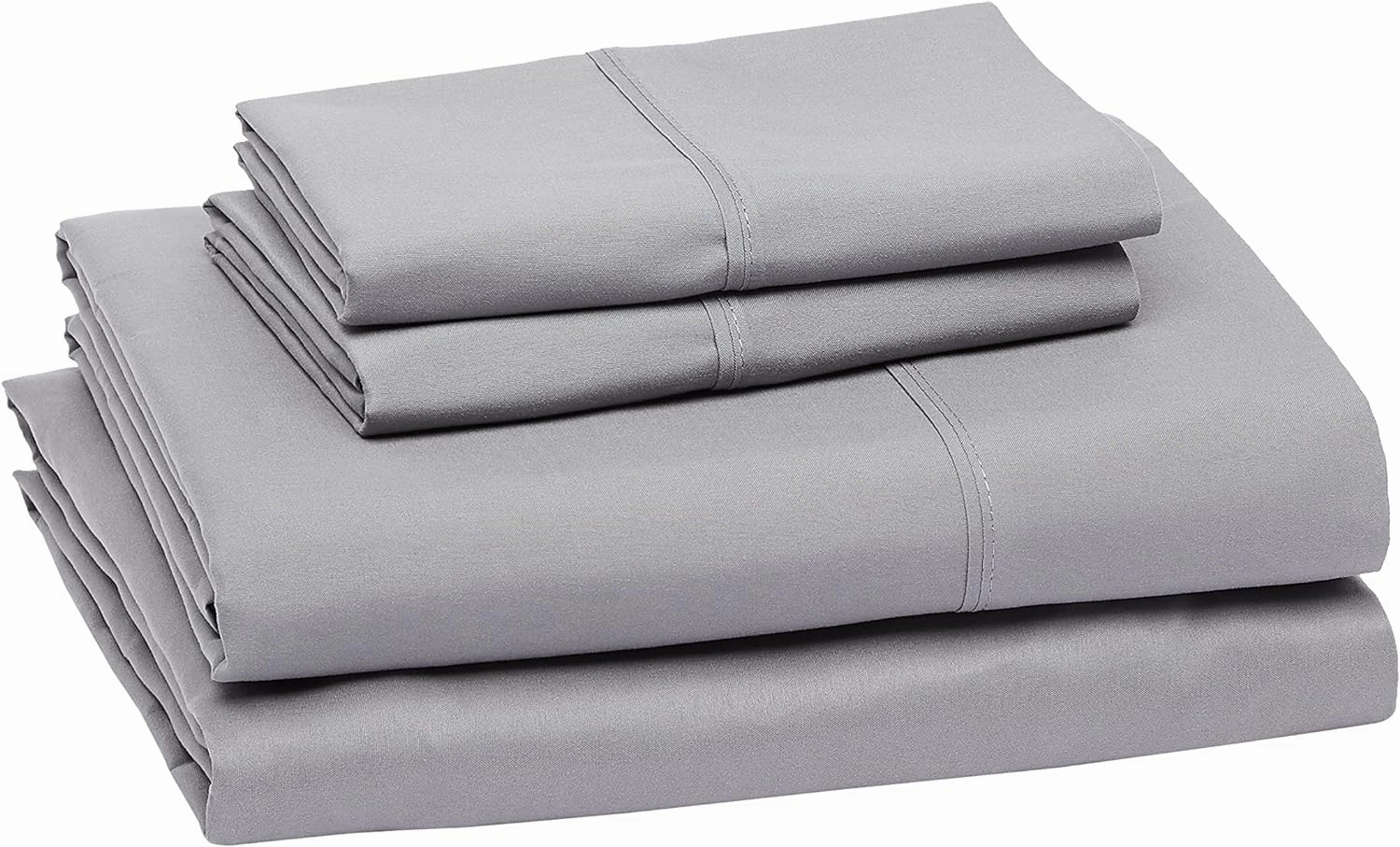 Amazon Basics Lightweight Super Soft Comfortable Brushed Microfiber 4 Piece Bed Sheet Set with 14-Inch Deep Pockets, Queen, Dark Gray, Solid