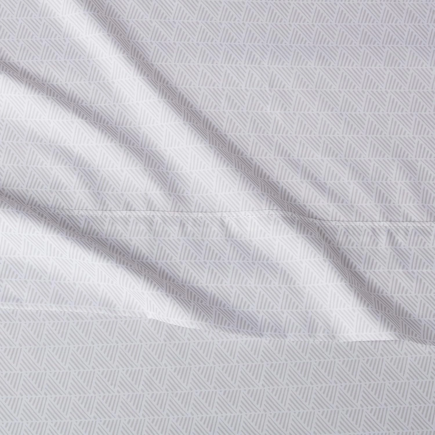 Amazon Basics Lightweight Super Soft, Comfortable Easy Care Microfiber 4 Piece Bed Sheet Set with 14-Inch Deep Pockets, Queen, Gray Crosshatch, Printed