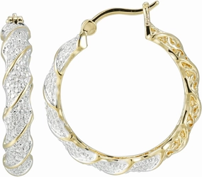 Amazon Essentials Plated Bronze Diamond Accent Twisted Hoop Earrings (previously Amazon Collection)