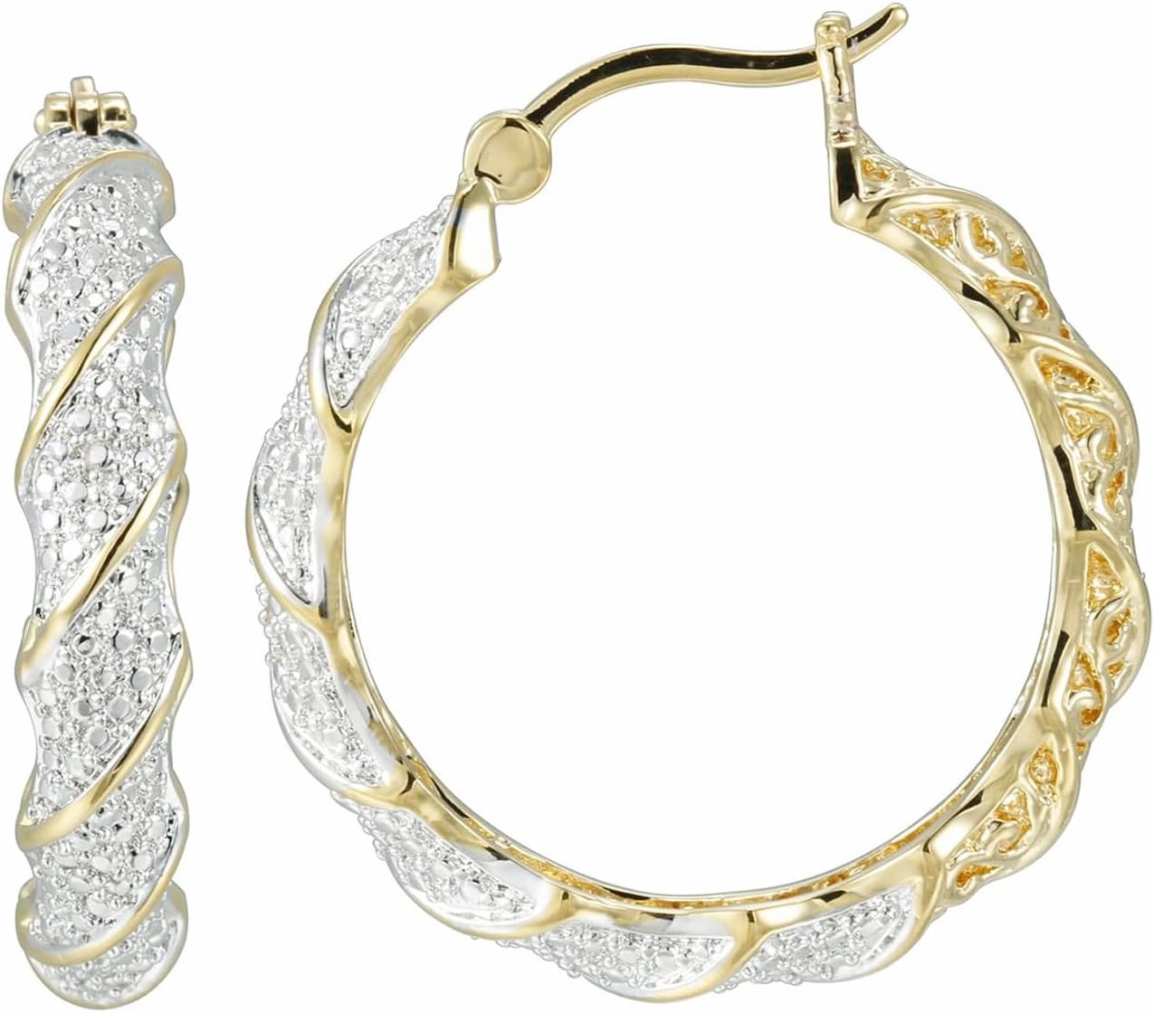 Amazon Essentials Plated Bronze Diamond Accent Twisted Hoop Earrings (previously Amazon Collection)
