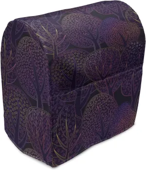 Ambesonne Dark Purple Stand Mixer Cover, Continuing Forest Pattern in Repetition Colorful Contours on Plain Background, Kitchen Appliance Organizer Bag Cover with a Pocket, 6-8 Quarts, Multicolor