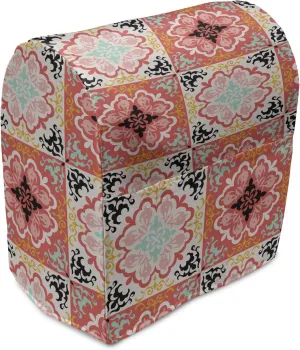 Ambesonne Mexican Stand Mixer Cover, Colorful Cheery Floral Inspired Folkloric Talavera Squares Repetition, Kitchen Appliance Organizer Bag Cover with a Pocket, 6-8 Quarts, Multicolor