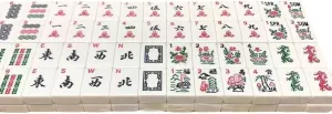 American Mahjong Game Set - 166 Premium White Tiles with 4 All-in-One Racks & Pushers, 3 Dices, 100 Chips, Wind Indicator & English Manual - Complete Classic Mah-Jongg Set in Carrying Bag