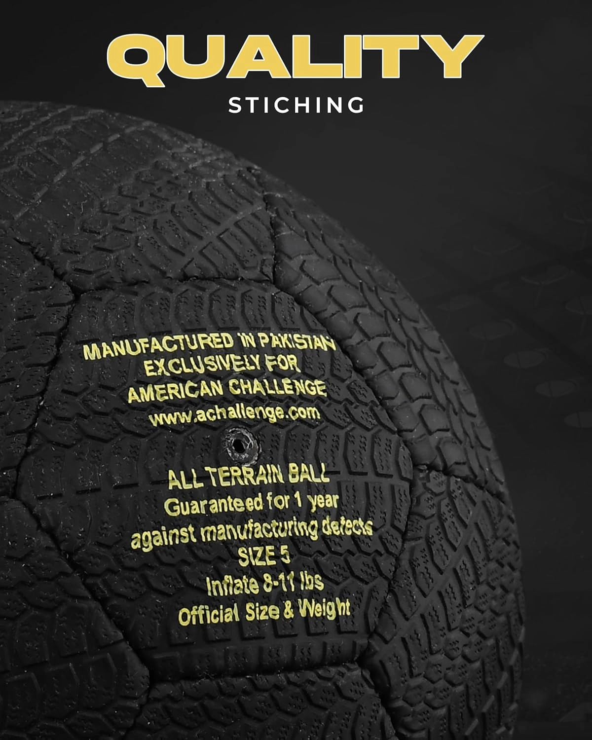 American Challenge All Terrain Rubber Soccer Ball – Durable Rubber Tread Cover, Hand Sewn with Butyl Bladder – Ideal for Street, Playground, Park & Grass Field Play