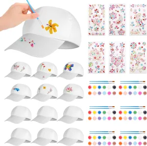 Aneco DIY Baseball Caps Hats Adjustable Sport Ball Cap White Painting Baseball Caps for Outdoor Sports