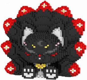 Animal Dark Black Nine Tailed Fox Micro Building Blocks Set（7100PCS 25cm High Series） Gift for Adults and Kids