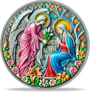 Annunciation Angel Religious Coin - Inspirational Angel and Virgin Mary Medallions with Biblical Verse - Ideal Religious and Spiritual Gifts for Men & Women Celebrating Faith and Devotion