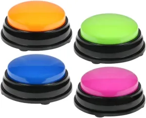Answer Buzzers Set, 4 Colorful Light-Up Buttons, Orange Blue Green Pink