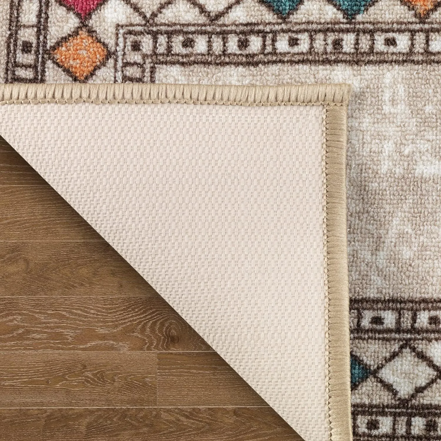 Antep Rugs Alfombras Modern Bordered 2pc Non-Skid (Non-Slip) Low Profile Pile Rubber Backing Indoor Kitchen Runner Rugs (Beige, 2pc Set)