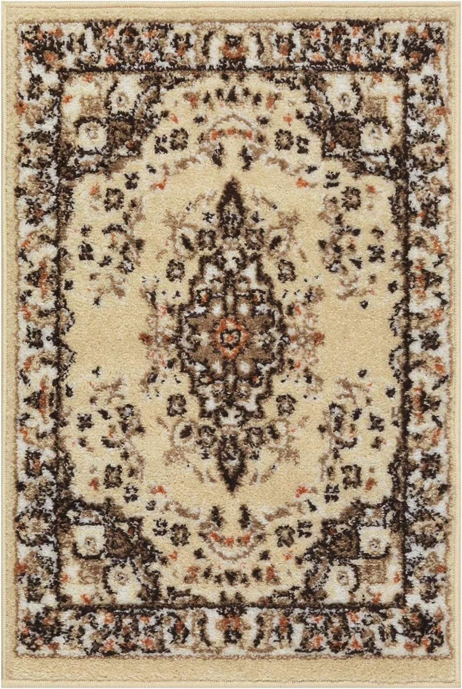 Antep Rugs Oriental 2x3 Traditional Medallion Indoor Runner Rug Siesta (Beige Cream, 2' x 3')