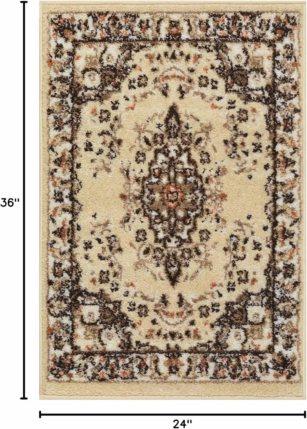 Antep Rugs Oriental 2x3 Traditional Medallion Indoor Runner Rug Siesta (Beige Cream, 2' x 3')