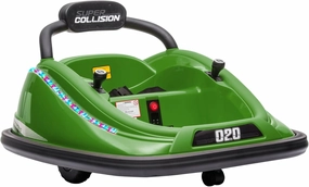 Aosom 12V Toddler Bumper Car with Remote Control, 360° Rotation Kids Electric Ride-On Toy, Twins Motor, Colorful LED Lights, 3 Songs, for Boys and Girls, Green