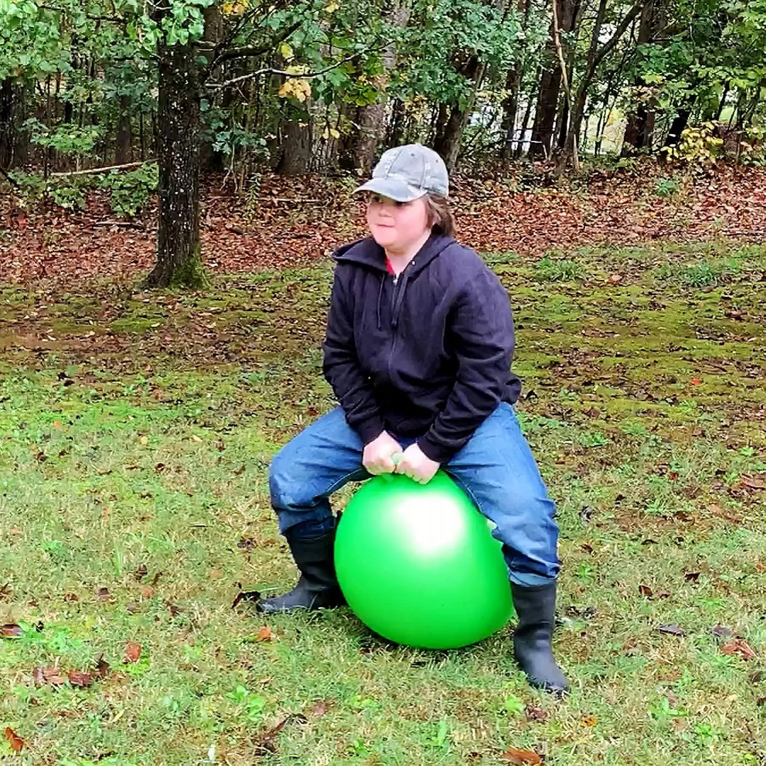 AppleRound Space Hopper Ball with Air Pump, 18in/45cm Diameter for Age 3-7, Kangaroo Bouncer, Hippity Hoppity Hop Ball for Children, Plain Color