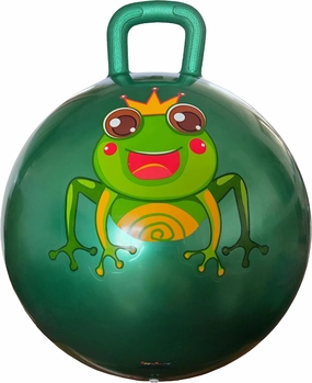 AppleRound Hippity Hoppity Hopball with Ball Pump, 18in/45cm Diameter for Age 3-7, Kangaroo Bouncer, Space Hopper Ball with Handle for Children, Printed Design (Frog)