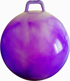 AppleRound Space Hopper Ball with Air Pump, 18in/45cm Diameter for Age 3-7, Kangaroo Bouncer, Hippity Hoppity Hop Ball for Children, Sit-on Bouncy Ball with Handle, Cloud Colors (Purple)