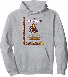 Arizon State Sun Devils Basketball Vintage Court Gray Pullover Hoodie