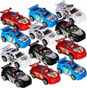 ArtCreativity Pullback Mini Police Toy Cars for Kids, Set of 12, Pull Back Racers in Assorted Colors, Police Birthday Party Favors for Boys Girls, Goodie Bag Fillers, Small Game Prizes