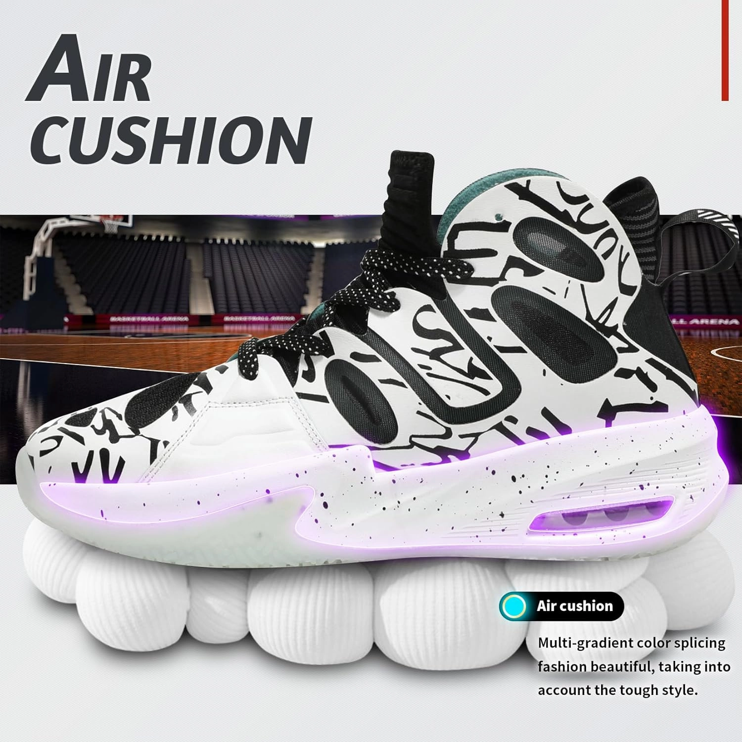 ASHION Men's Basketball Shoes Fashion Breathable Non Slip Sneakers Mens Arch Support Running Sport Shoes