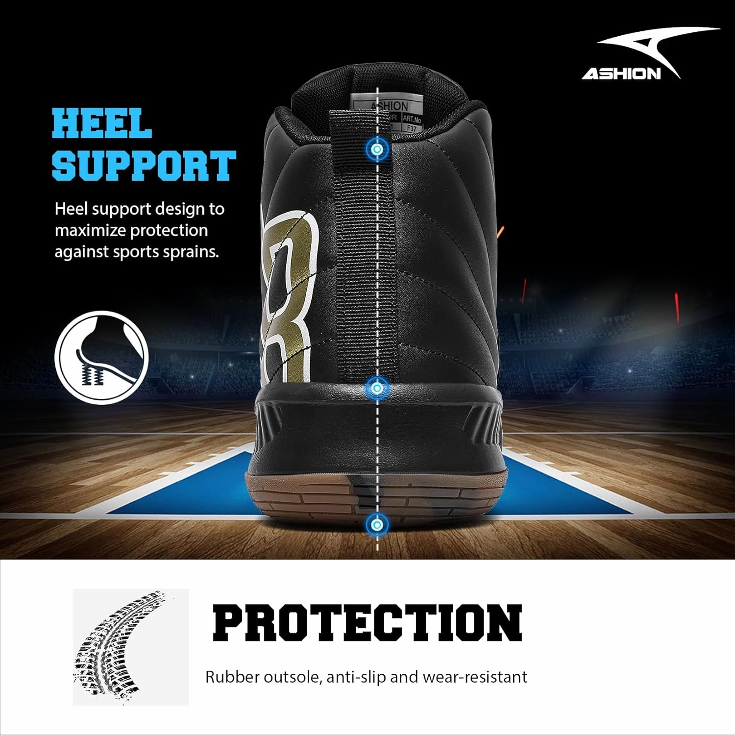 ASHION Unisex Kids Basketball Shoes Boys Air High Top Sneakers Girls Breathable Non-Slip Athletic Shoes Little Kid/Big Kid