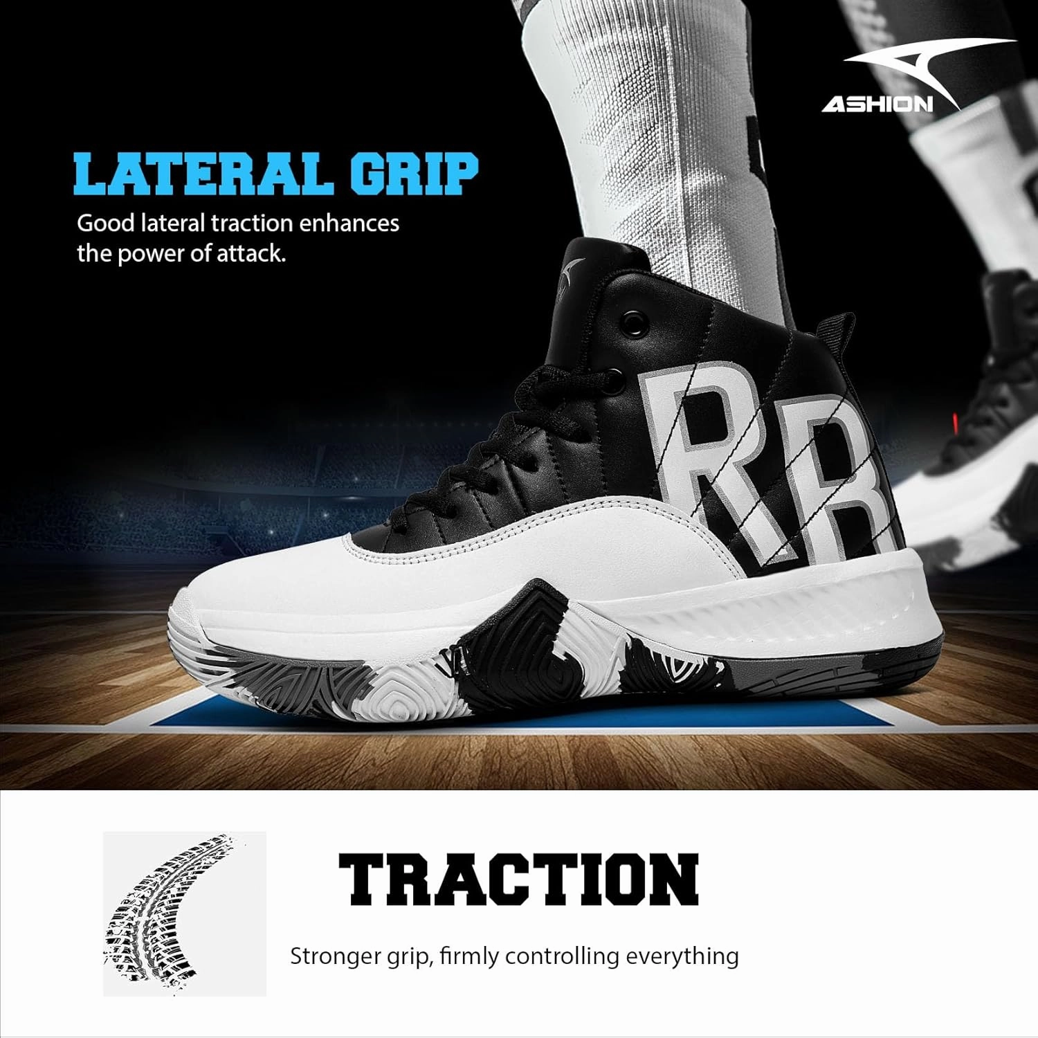ASHION Unisex Kids Basketball Shoes Boys Air High Top Sneakers Girls Breathable Non-Slip Athletic Shoes Little Kid/Big Kid