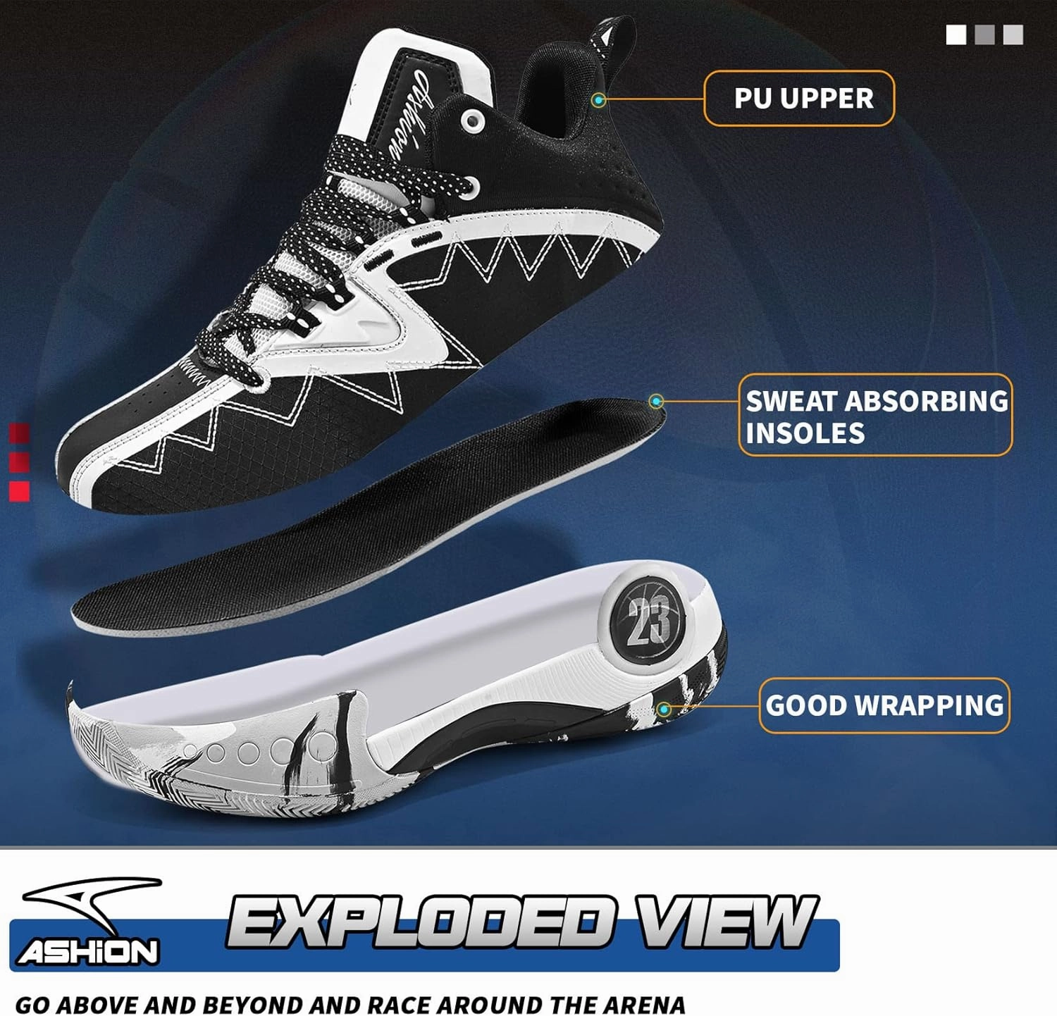 ASHION Unisex Kids Basketball Shoes Boys Air High Top Sneakers Girls Breathable Non-Slip Athletic Shoes Little Kid/Big Kid