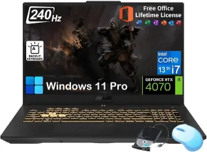 ASUS TUF F17 Gaming Laptop - 17.3" 2.5K WQHD 240 Hz Display, GeForce RTX 4070 GPU, Intel i7-13620H, w/Office Lifetime & External DVD Drive, 64GB DDR5, 2TB SSD, Windows 11 Pro, Backlit KB, Wi-Fi 6