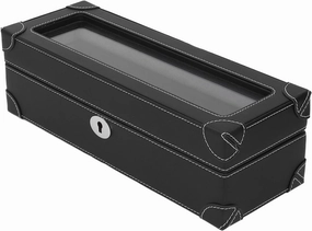 Atyhao 5 Slot Watch Box with Glass Window and Plush Lining, Microfiber Leather Watch Organizer for Mechanical Watch, Exquisite Storage Case for All Occasions (Black)