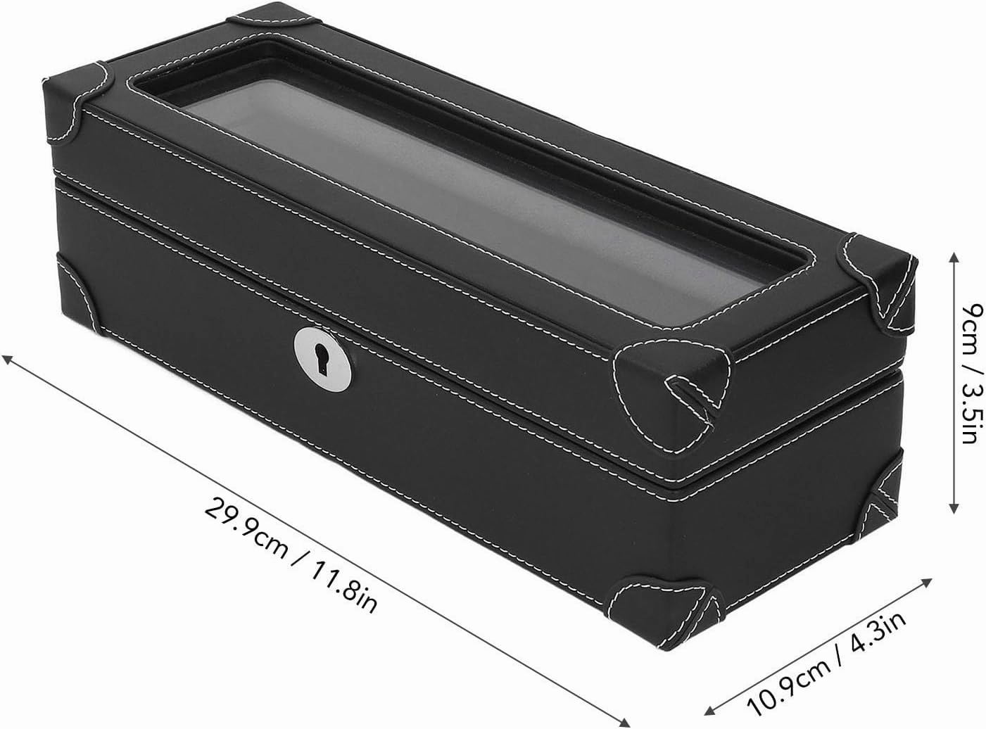 Atyhao 5 Slot Watch Box with Glass Window and Plush Lining, Microfiber Leather Watch Organizer for Mechanical Watch, Exquisite Storage Case for All Occasions (Black)