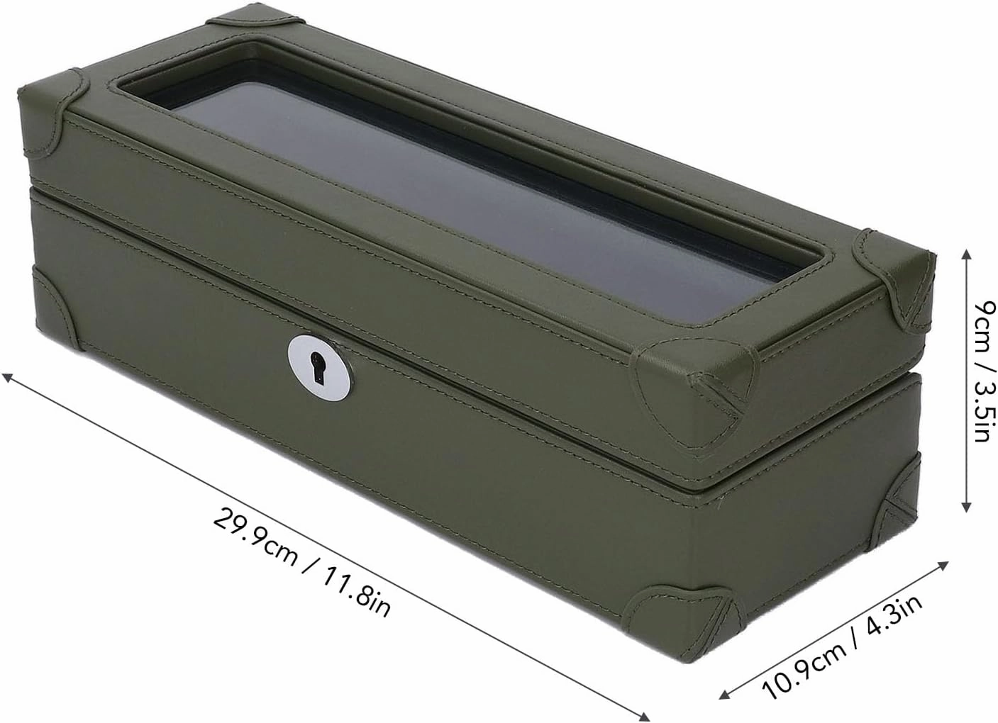 Atyhao 5 Slot Watch Box with Glass Window and Plush Lining, Microfiber Leather Watch Organizer for Mechanical Watch, Exquisite Storage Case for All Occasions (Green)