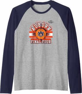 Auburn Tigers Final Four 2025 Men's Basketball Dunk Gray Raglan Baseball Tee