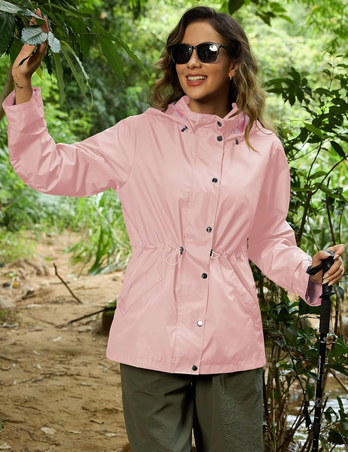 Avoogue Rain Jacket for Women Waterproof Lightweight Hooded Raincoat for Hiking Travel Outdoor