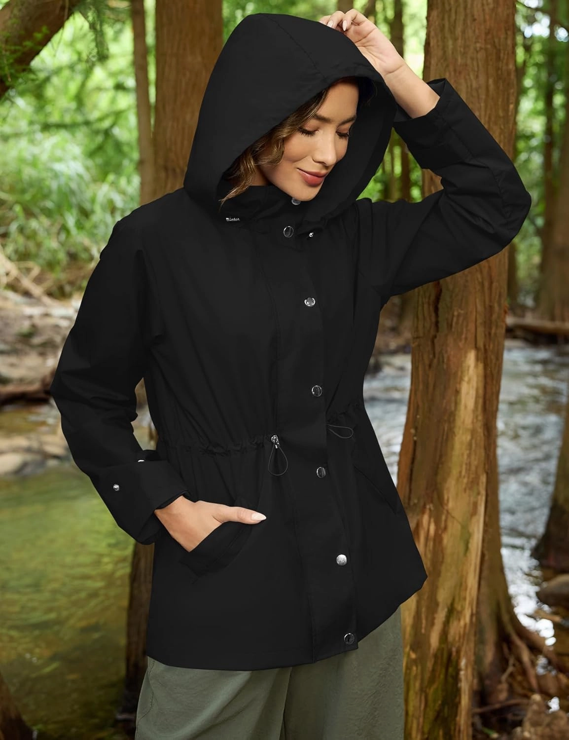 Avoogue Rain Jacket for Women Waterproof Lightweight Hooded Raincoat for Hiking Travel Outdoor