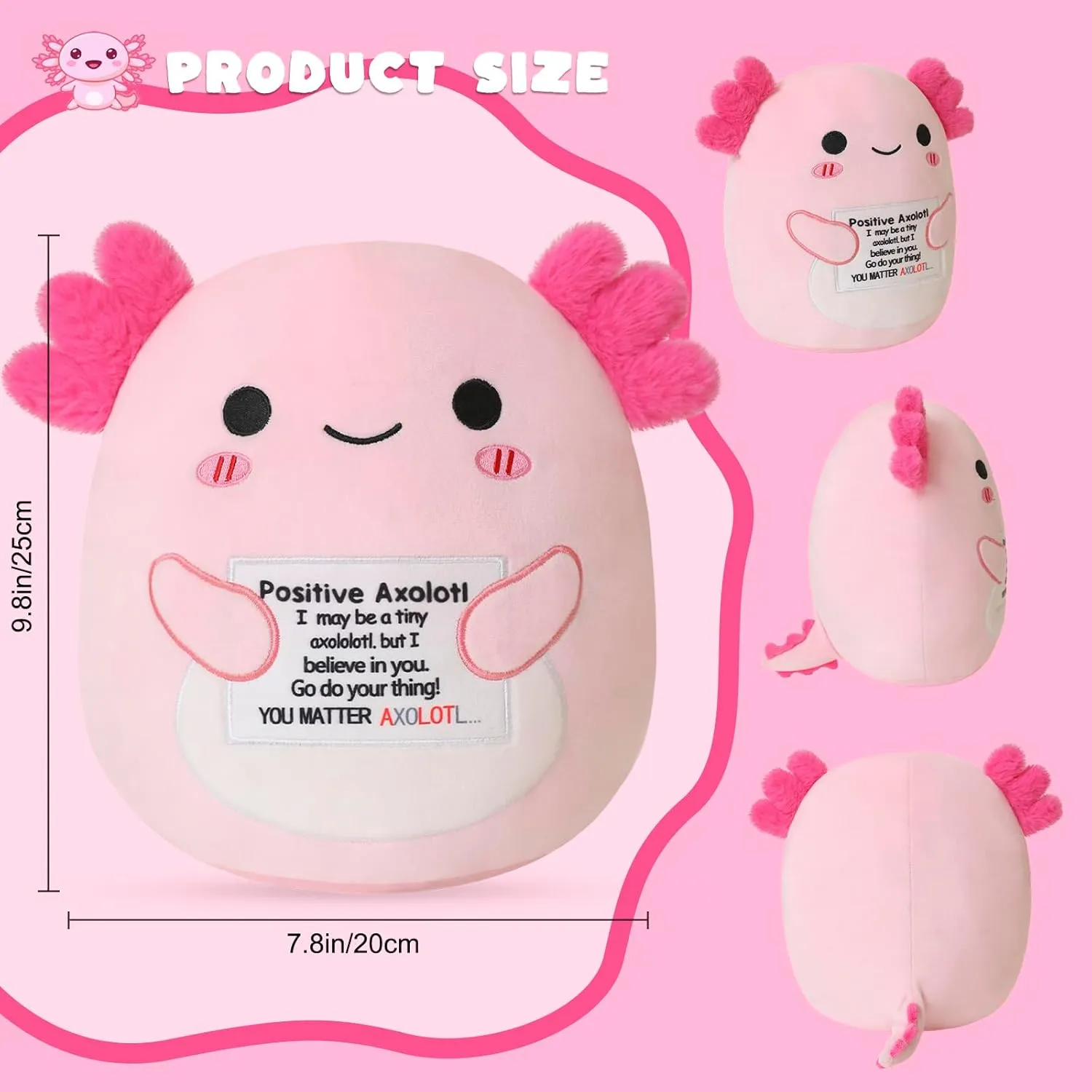 Axolotl Plush Toy, Emotional Support Cute Axolotl Stuffed Animal, Toys Axolotls Stuff Plush Pillow Soft Plushie Doll Gifts Home Decoration for Girls Boys Kids Toddler