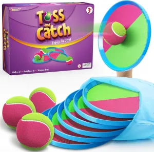 Aywewii Toss and Catch Ball Set Kids Games, Beach Outdoor Toys for Kid with 6 Paddles and 3 Balls Kids Toys Outside Boys Game Age 3-12 Easter Basket Stuffers Birthday Gift
